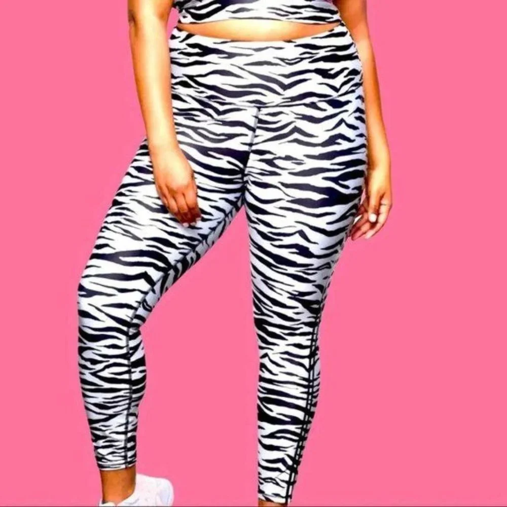 Good American Zebra Stripe Animal Print Tuxedo Tiger Leggings Sz 6 3XL XXXL - Picture 1 of 9